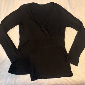 Cable & Gauge Black Long Sleeve Wrap Blouse